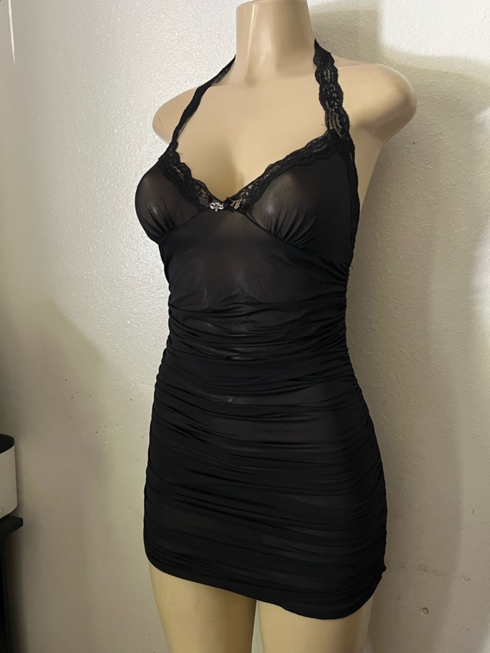 Hustler lingerie Black sexy lace halter neck top